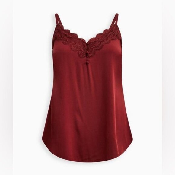 🆕 NWT torrid 4 Red Brown Ava Stretch Challis Lace Trim Cami 26 28 4XL XXXXL - Picture 11 of 12